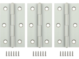 Dobradiças De Aço Inoxidável, Pacote Com 3 Unidades, Dobráveis, Para Armários, Portas E Janelas, Com Parafusos, 68x 39x