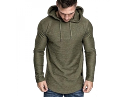 Camiseta de Manga Longa con Capuz, Casual y Esportiva, Verano 2022, Verde Ejército XXL S/MARCA