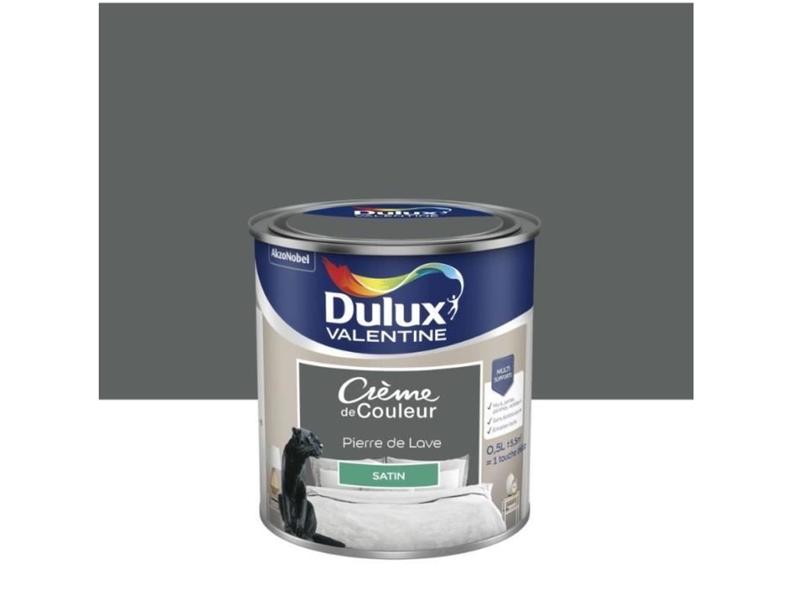 Tinta Dulux Valentine Crème De Couleur Satin Cinza Pedra De Lava 0.5l