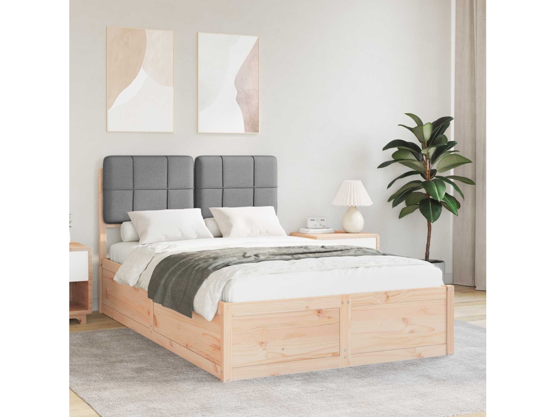 Vidaxl Estrutura De Cama Com Cabeceira Estofada Cinzento-claro