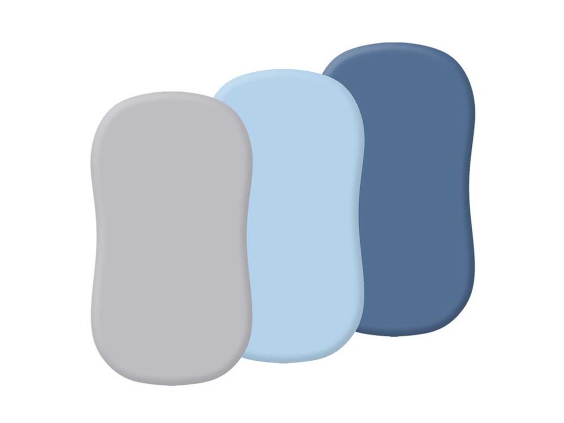Jogo de Lençóis para Ninho de Bebé CHRUI 0 24 Meses Microfiber Elástico Lavável 3 Unid 81x43cm (cinza Azul Céu Azul Marinho)