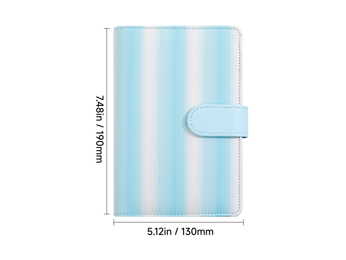 Ins Style Fresh Loose Leaf Notebook, Eco Friendly Cover, Lined Grid Refills, Student Notebook Rainbow Stripe Light Blue