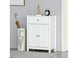 Arm.c.banho Com 1 Gaveta E Prat.int.ajust. Móvel Auxiliar Armazen. Multifuncional Para Sala Estar Cozinha 60x30x80cm Branco