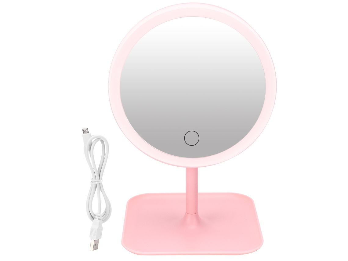 Espelho De Maquiagem Mesa Com Luz Led Ajustável E Carregamento Usb