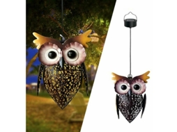 Luminária solar externa à prova d'água IP44, suspensa, recarregável, decoração de jardim, Brilvibera Owl Lighting