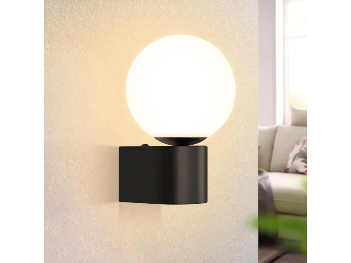 Nettlife Candeeiro De Parede Moderna Para Sala, Interior Preto E Branco Com Tomada G9 (sem Lâmpada), 15,5 Cm, Para Casa, Para Uso Diário