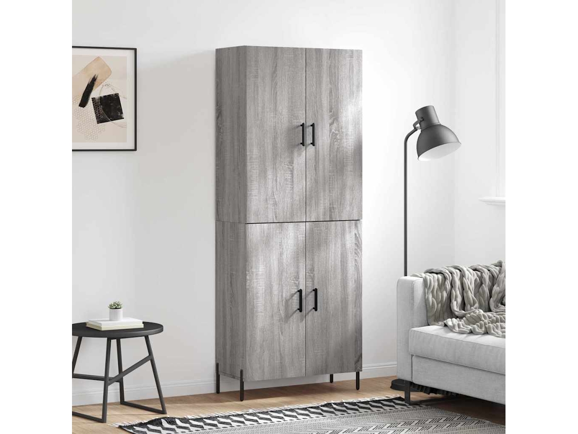 Vidaxl Armário Alto 69,5x34x180 Cm Derivados De Madeira Sonoma Cinza