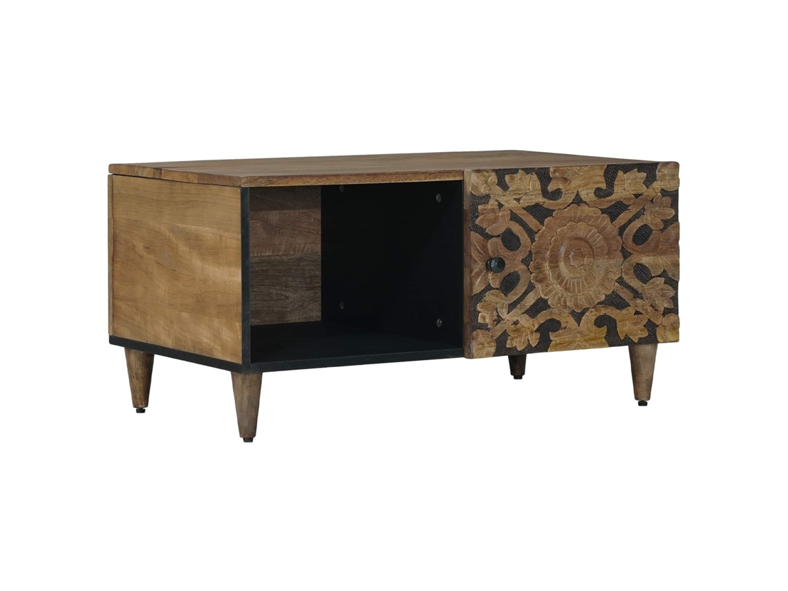Vidaxl Mesa De Centro Castanho 80 X 50 X 40 Cm Madeira De Manga Maciça