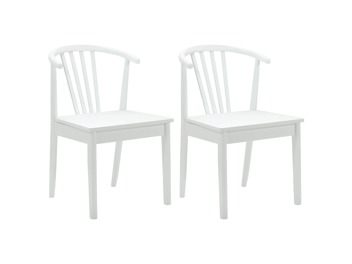 Conjunto 2 Cadeira Vintage Vidaxl Branco Madeira De Seringueira Maciça (51 X 61 X 80,5 Cm)