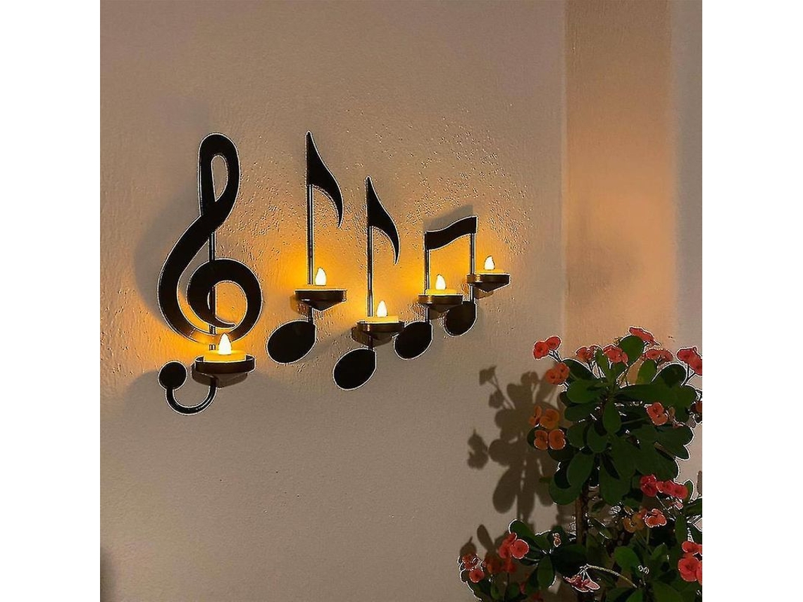 Peças Portavelas Parede Notas Musicais Negras Decoração Criativa Lar Ornamentos Pendentes