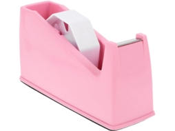 Dispensador De Fita Adesiva Fofo, Cortador De Fita Adesiva Com Suporte E Mecanismo Móvel, Em Abs Rosa.