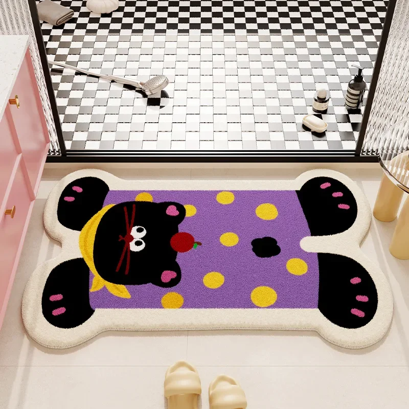 Tapete De Banheiro Com Desenho Animado Fofo (estilo 9, 40x60cm), Absorvente E Macio.