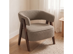 Poltrona De Sala De Estar Estofada Em Borreguito Poltrona De Leitura Moderna Com Encosto Curvo 70x64x71 Cm Marrom Claro
