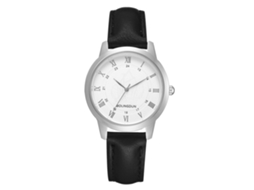 Relógio de Pulso de Quartzo Fashion Elegante com Pulseira de Couro Leisure Design Minimalista Prata