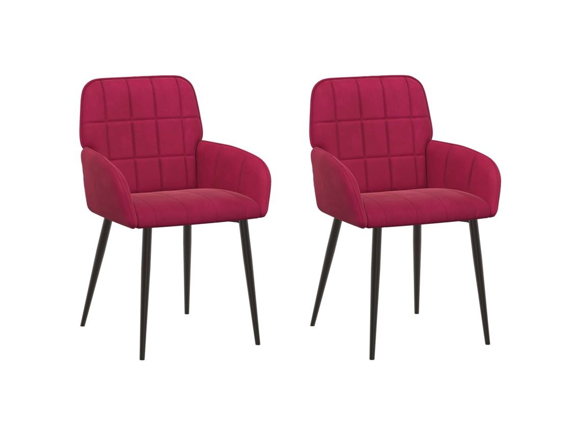 Conjunto 2 Cadeiras De Jantar Vidaxl Vermelho Veludo (57 X 50 X 85 Cm)