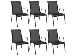 Maison Exclusive - Cadeiras De Jardim 6 Pcs Aço E Textilene Preto