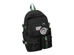 Mochila Escolar Feminina Grande, Preta, Em Nylon, Estilo Casual E Moderno, Ideal Para Adolescentes E Mulheres.