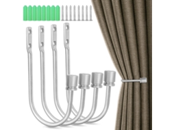 Conjunto Com 4 Suportes De Cortina Prateados