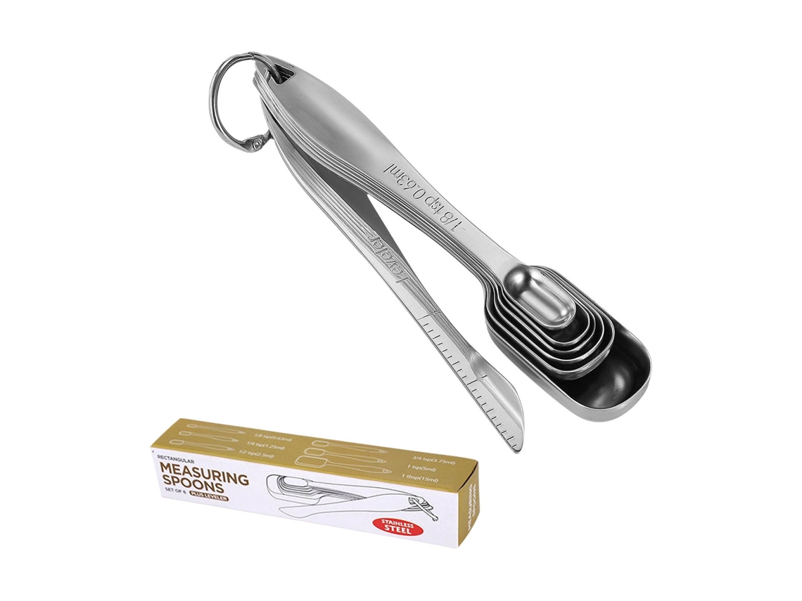 Conjunto 7 Peças Colheres Medidoras Em Aço Inoxidável - Medidores Com Nivelador Para Ingredientes