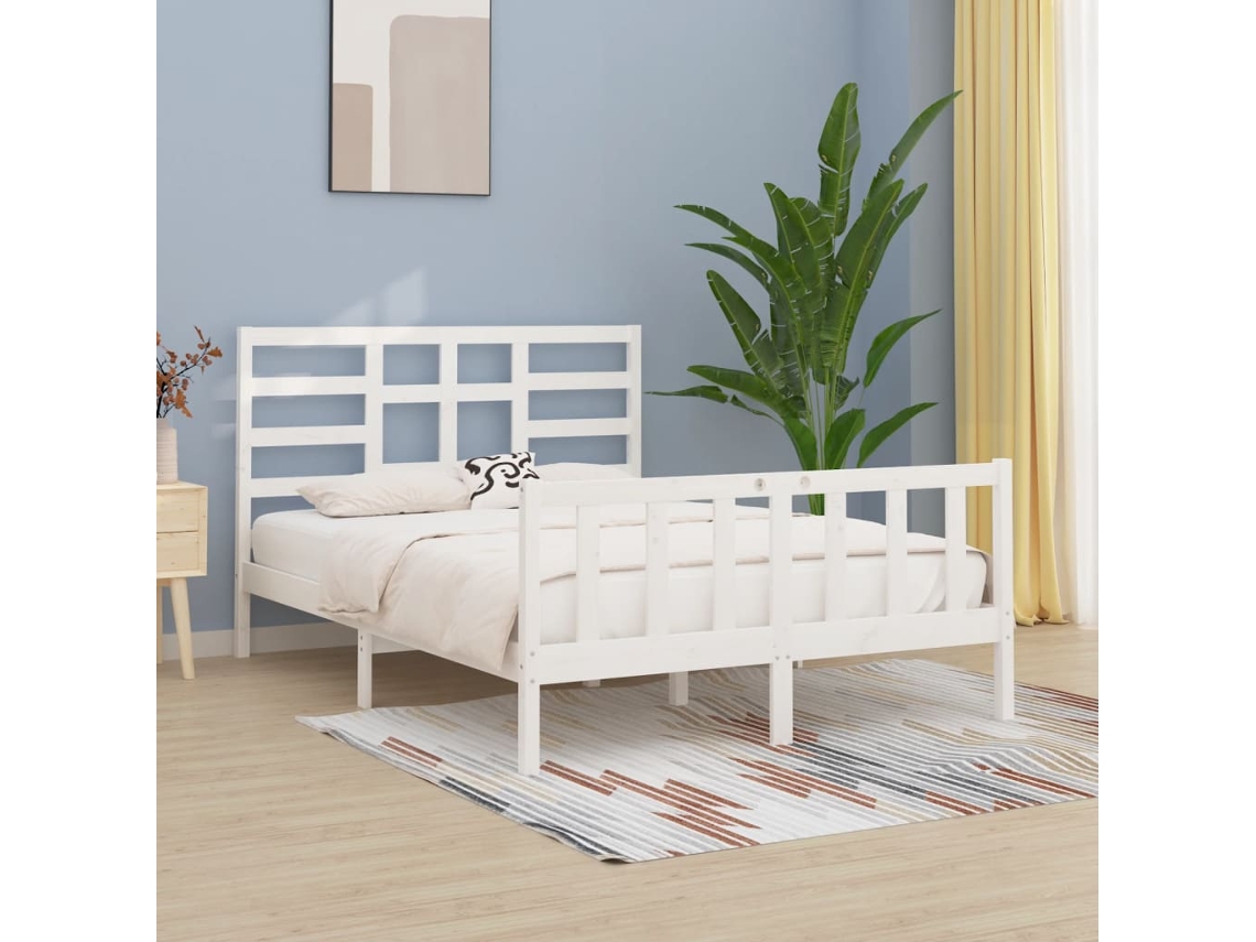 Cama Sem Colchão 120x200 Cm Madeira De Pinho Maciça Branco