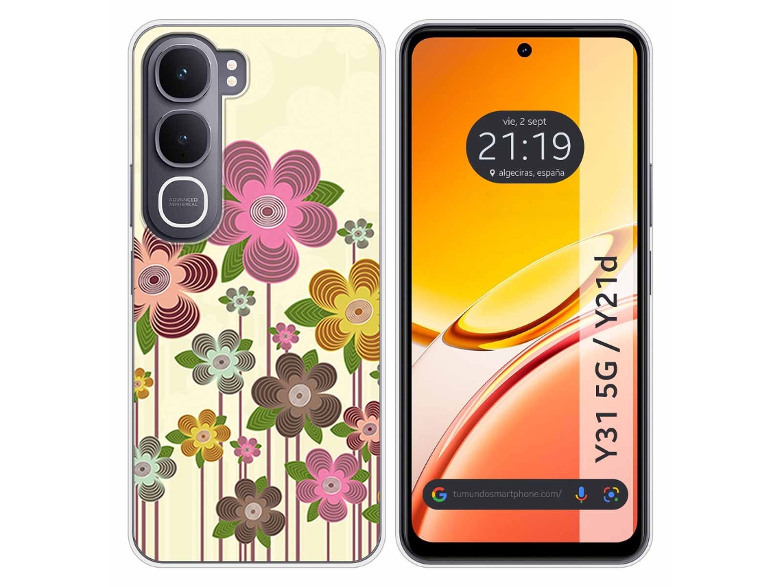 Capa Tumundosmartphone De Silicone Para Vivo Y31 5g / Y21d Com Desenhos De Flores Da Primavera