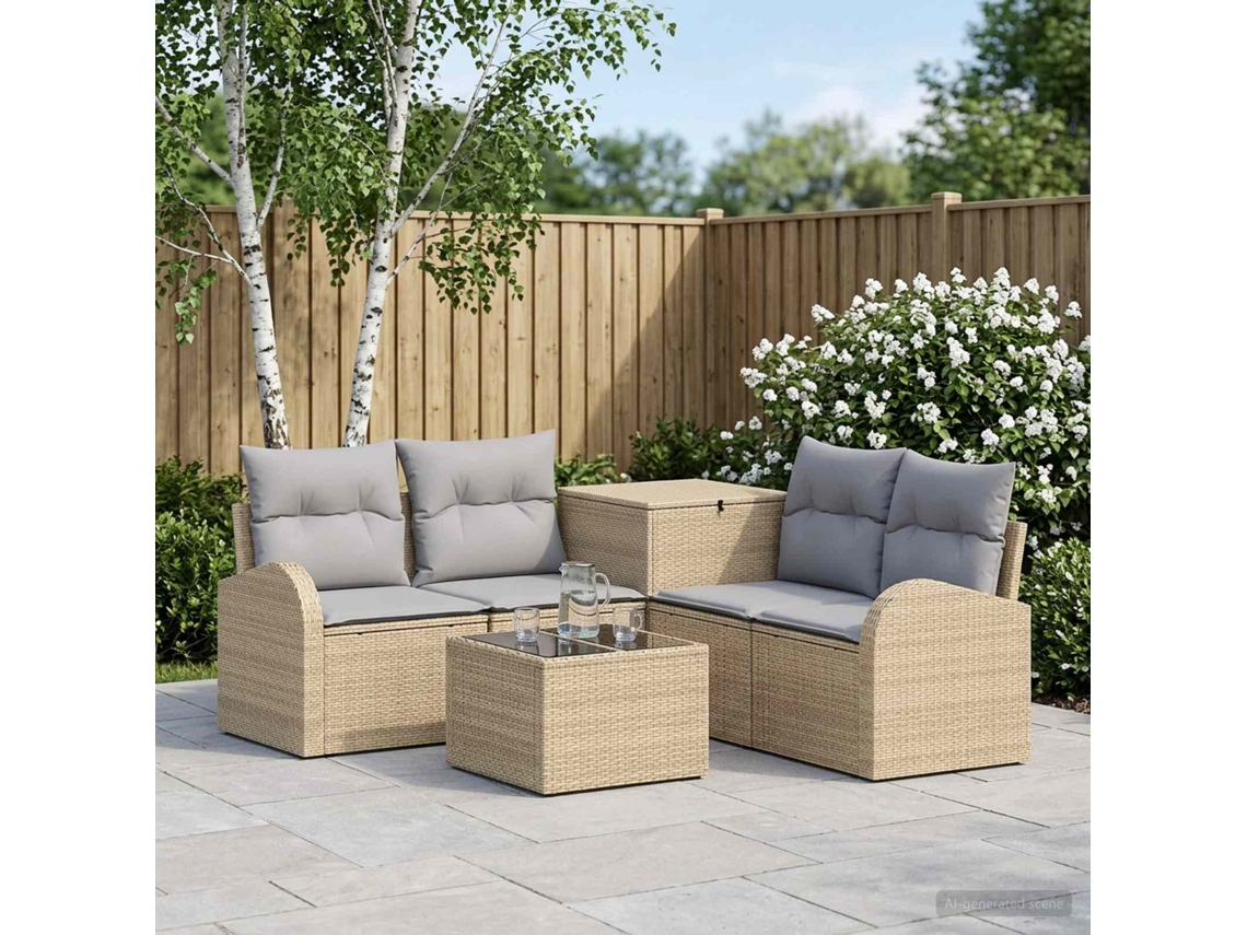 Vidaxl Conjunto De Sofás 6 Unid. Bege E Cinza Claro