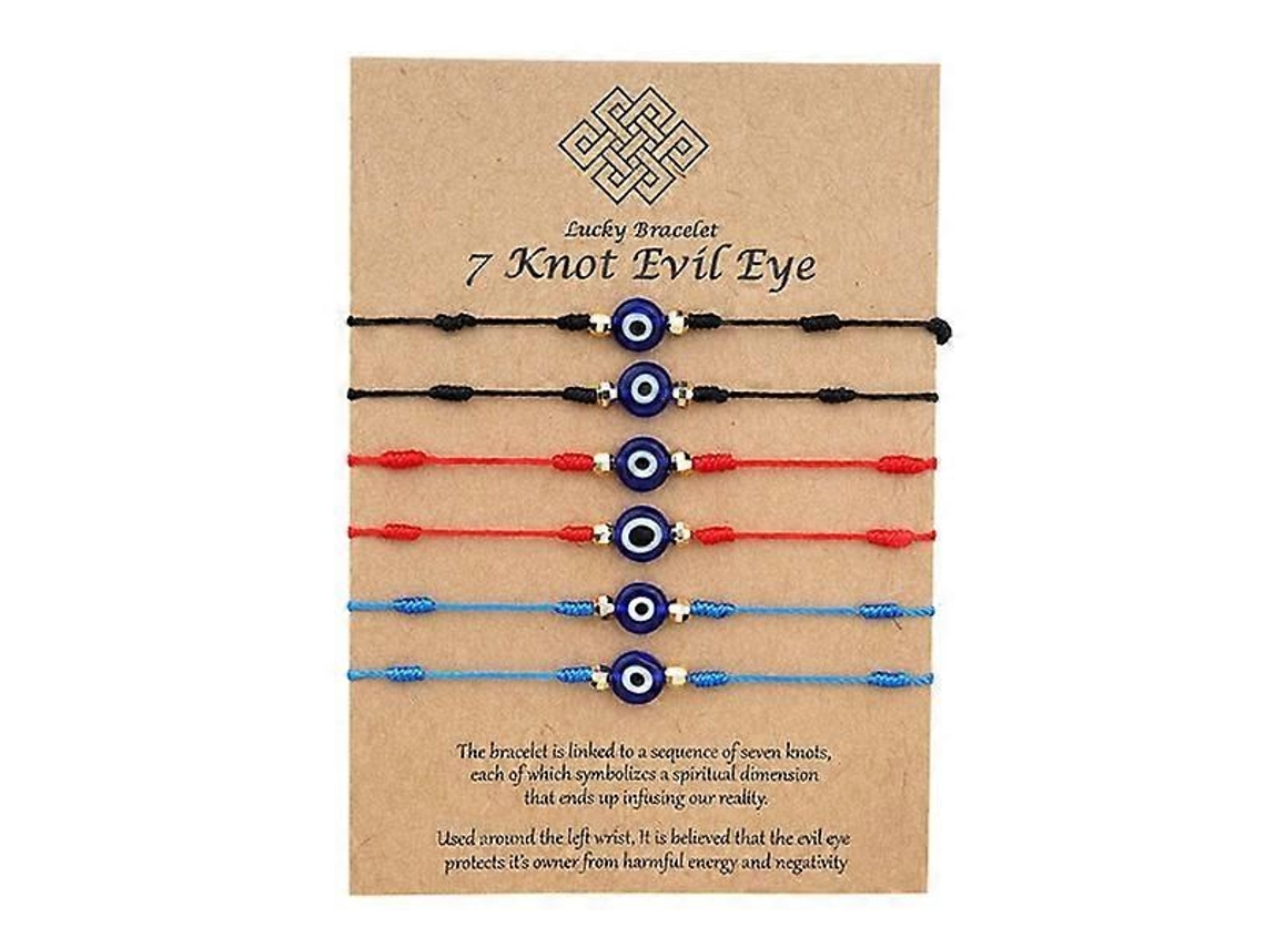 Conjunto De 6 Pulseiras Turquesa Com Amuleto Da Sorte