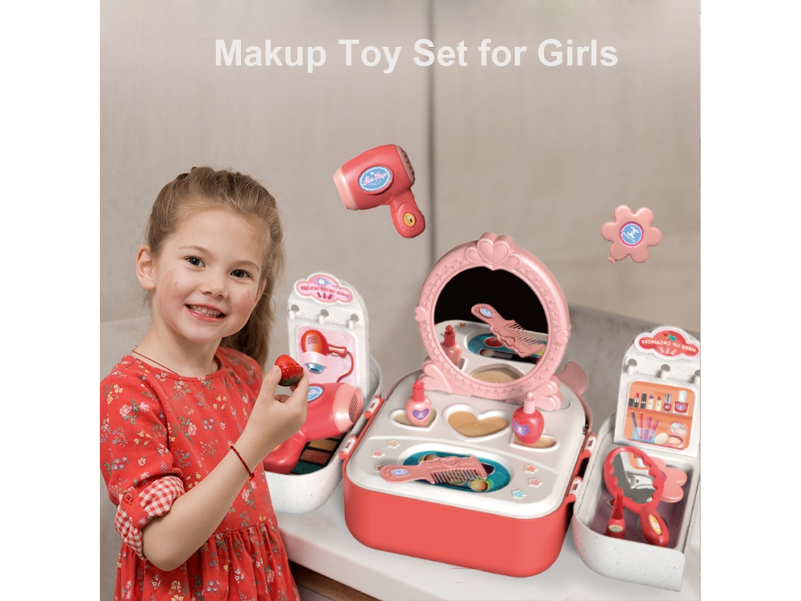 Conjunto De Maquiagem Brinquedo Para Crianças Com Estojo Mochila Presente Para Meninas 3+ Anos