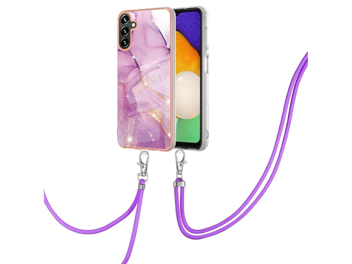Capa De Celular Imd Tpu Com Revestimento Duplo De Mármore Galvanizado Para Samsung Galaxy A14 5g Com Cordão