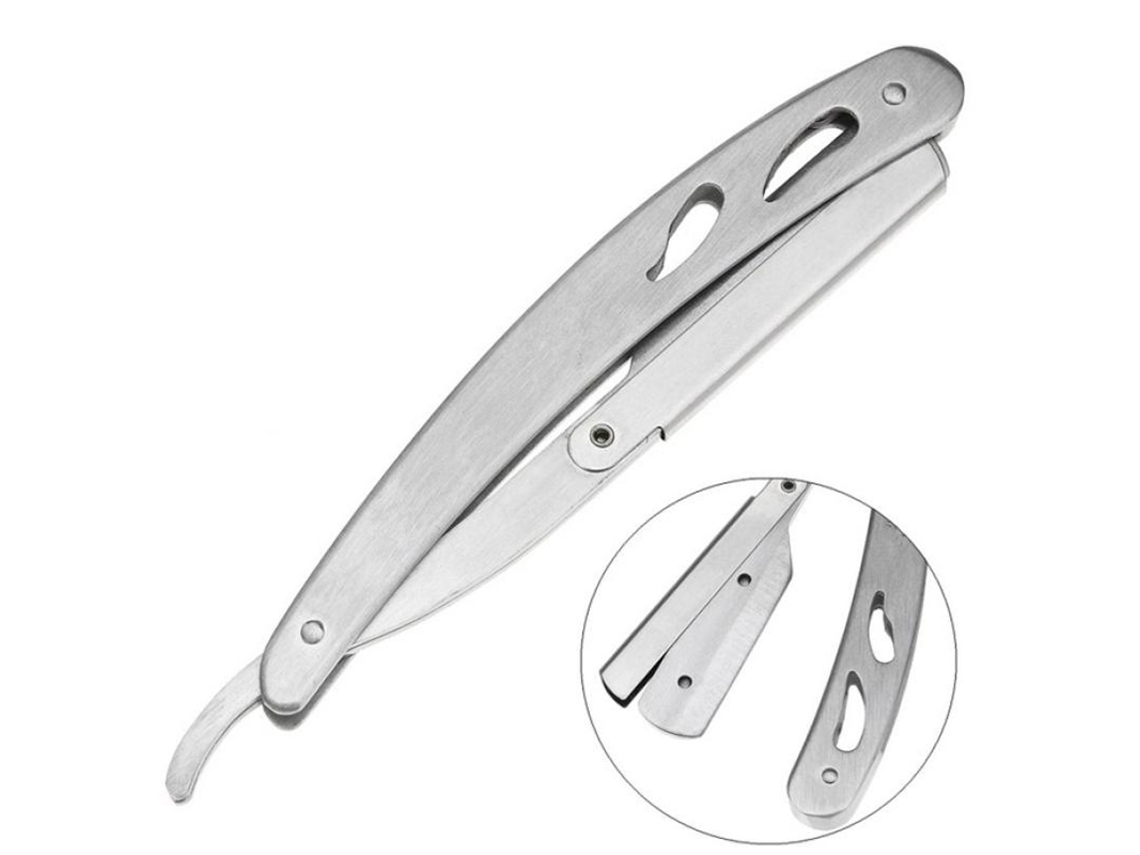 2026 porta Cuchillas de Navaja Barbería Recta de Acero Inoxidable Plegable para Afeitado