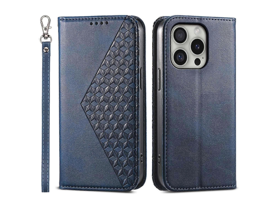 Capa Tipo Carteira Para Iphone 16 Pro Com Estampa De Couro Pu E Capa Flip