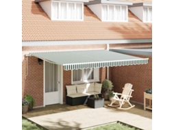 Vidaxl Toldo Retrátil Verde E Branco 450 × 350 Cm Tecido E Alumínio