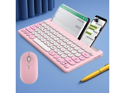 Teclado HEXINYIGJLY Bluetooth 2.4g Dual Mode Definir 3 Dispositivospara Ipad/iphone/pc/android Rosa