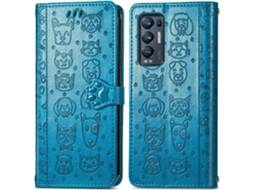 Capa Padrão Animado Fecho para Oppo Oppo Find X3 Neo HONGWE. Anti-Choque Magnética com Porta-Cartões Multicor