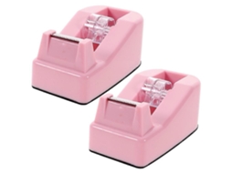 Dispensador de Fita Adesiva Rosa, Fofo, para Uso no Escritório e na Escola. Feito de Plástico, Leve e Portátil. 2 Unidades. GOKOCO