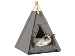 Tenda Tipi Para Animal Com Almofada, Cama Em Forma De Tipi, Cinza
