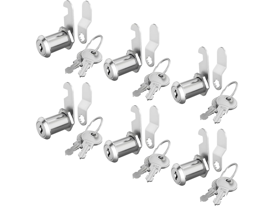 Conjunto De 6 Fechaduras Came Com Chaves Iguais, 1-1/8 Polegadas, Em