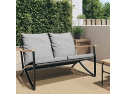 Vidaxl Banco De Jardim Com Almofadões 120 Cm Aço Preto