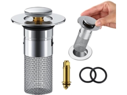 Escorredor de Cozinha, Coador de Pia, Tampa Universal para Pia, Ralo de Pia com Sistema Pop up, Filtro Anti entupimento com Cesto Filtrante X001