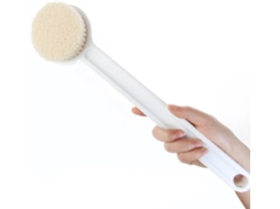 Escova seca para esfoliação corporal e limpeza da pele durante o banho.