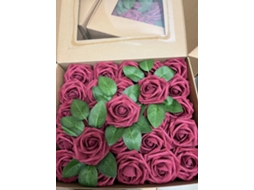 Rosa Artificial Cor de Vinho, Caixa de Presente com 25 Unidades e 8 Cm Altura BRILVIBERA