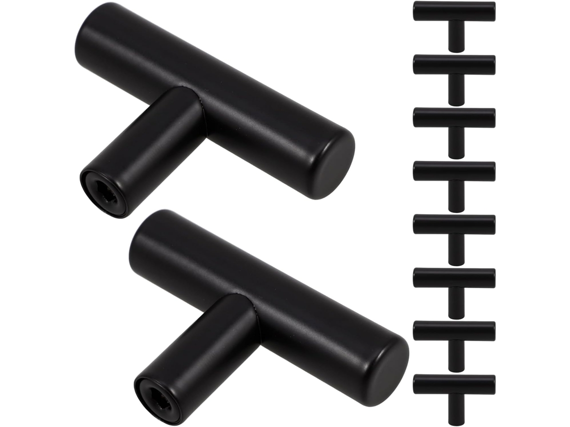 Ounona 10 Peças Puxadores De Armário Preto Fosco, Formato Moderno, Furo Único, Em Aço Inoxidável, Para Gavetas De