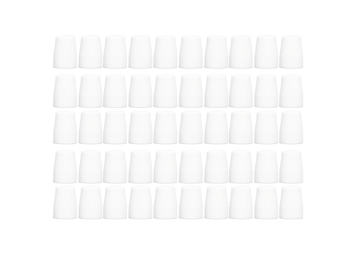 Conjunto de 50 peças de copos protetores para cortadora de plasma White AG60, consumíveis robustos para tocha, alto desempenho.
