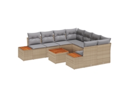 Conjunto 9 Conjunto De Sofá De Jardim Vidaxl Bege Vime Pe (55 X 55 X 37 Cm)