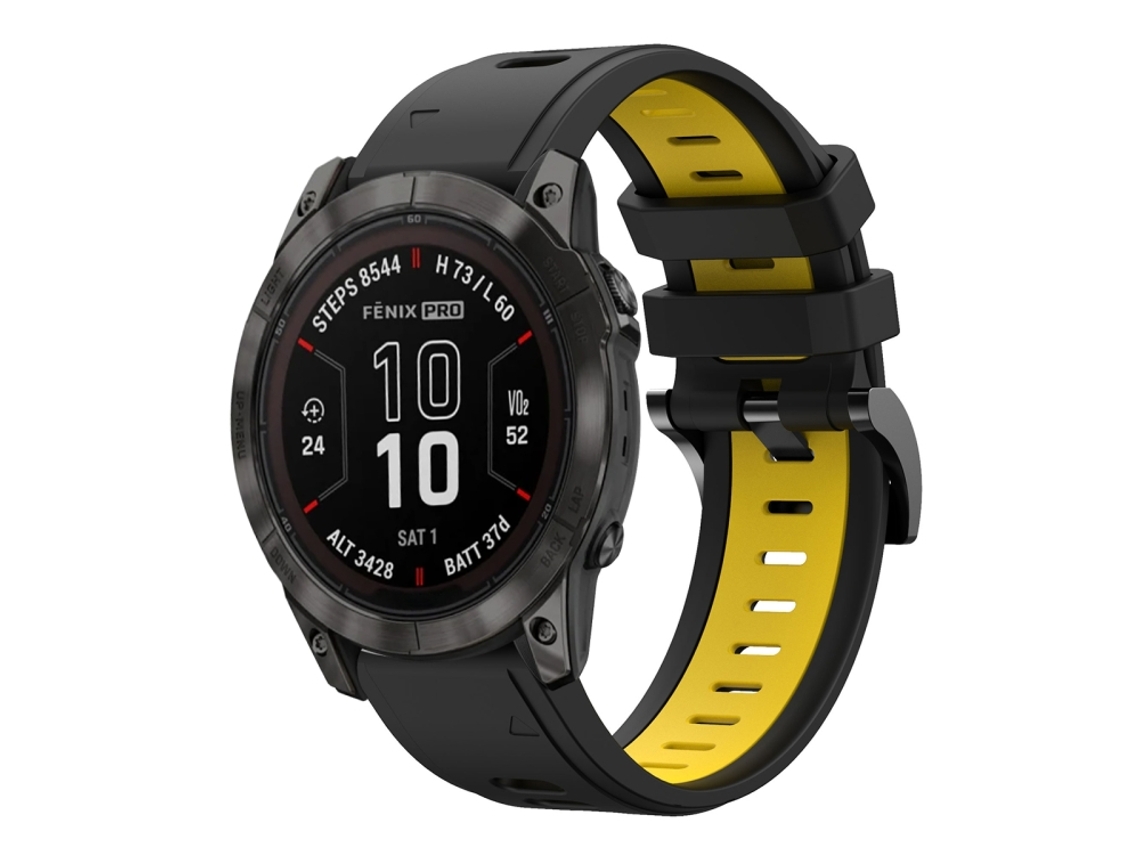 Bracelete Esportivo Silicone para Garmin Fenix 7x Pro com duas cores Preto e Amarelo XIAOMOYU