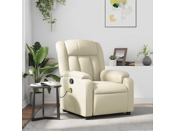 Vidaxl Poltrona De Massagens Reclinável Couro Artificial Cor Creme