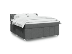 Vidaxl Cama Com Molas/colchão 180x200 Cm Tecido Cinzento-escuro