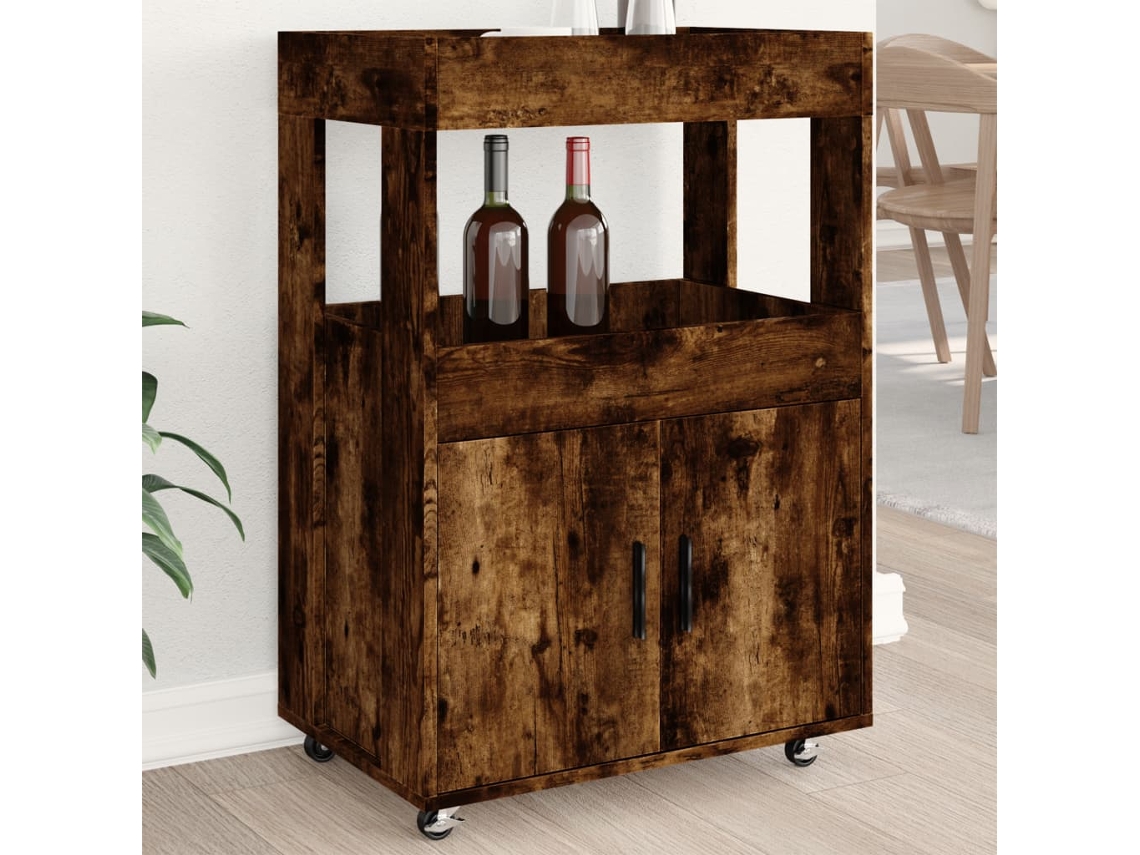 Vidaxl Carrinho De Bar 60x39,5x89 Cm Deriv. De Madeira Carvalho Fumado