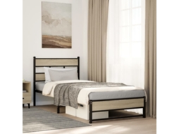Vidaxl Estrutura de Cama Sem Colchão 90x200 Cm Metal Carvalho Sonoma