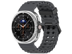 Bracelete Para Samsung Galaxy Watch 8/8 Classic - Silicone Com Furos Duplos E Fivela Preta | Cor Sólida - Cinza Titânio
